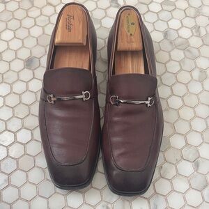 Salvatore Ferragamo Dark Brown Leather Slip-Ons